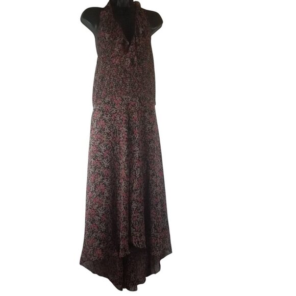 BCBGMaxazria Women's 100% Silk Multi-Colored Halter High-Low Dress Sz12 - Picture 1 of 5